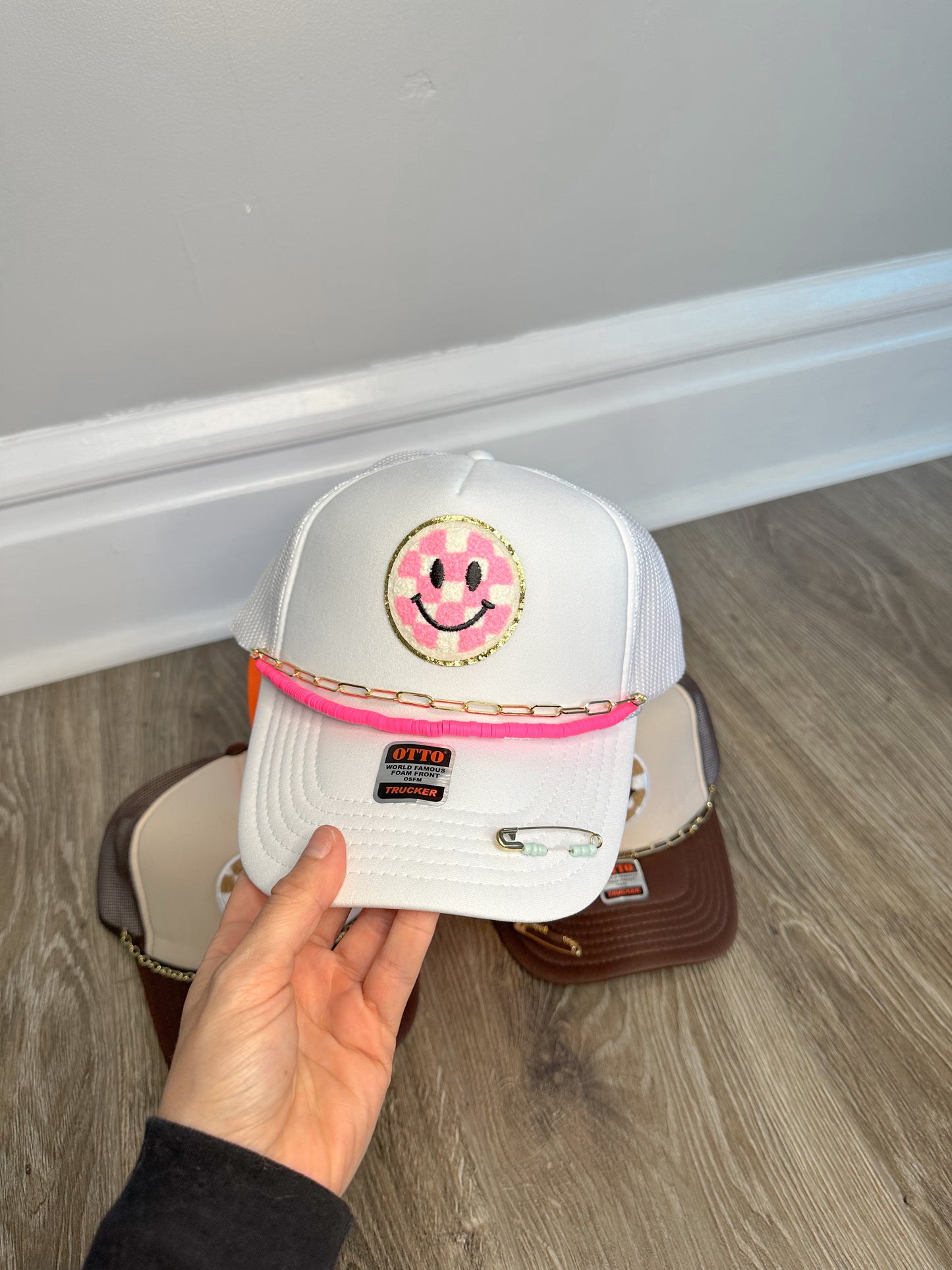 White Smiley Trucker Hat