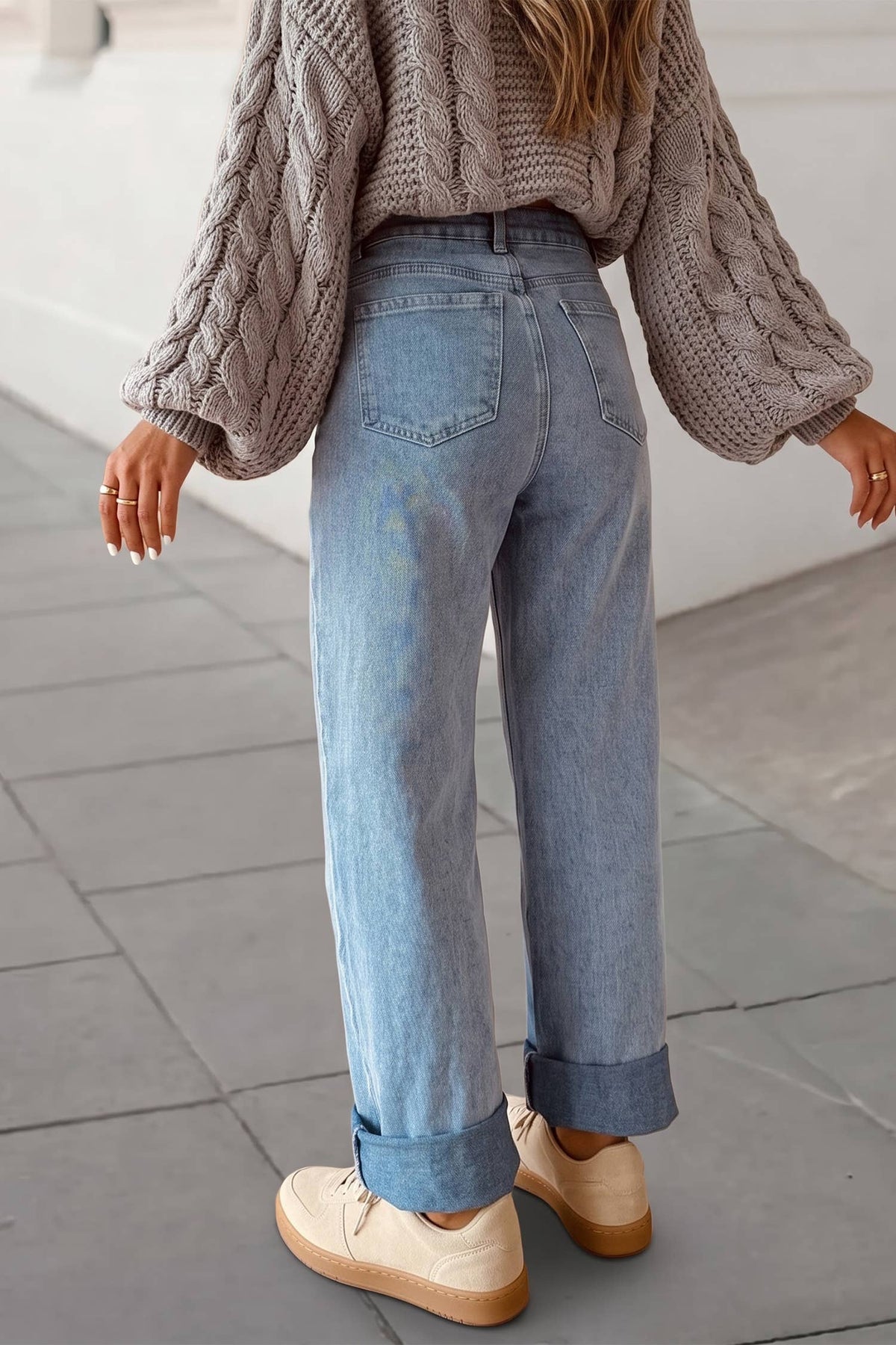 Fashion Scalloped Seam Detail Mid Rise Jeans | S-XL