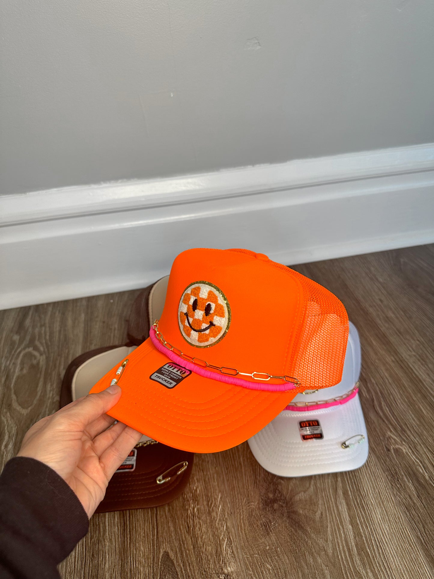 Bright Orange Smiley Hat